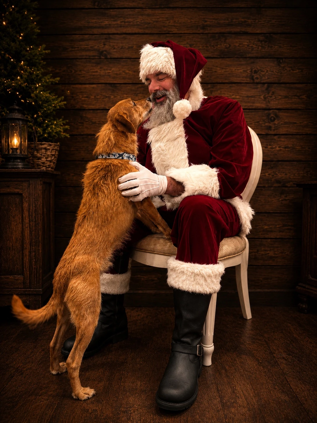 Stones River Santa sharing a joyful moment with Xander